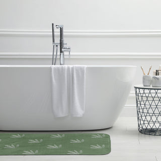 34" x 21" Feather Pattern Bathmat, Muted Green