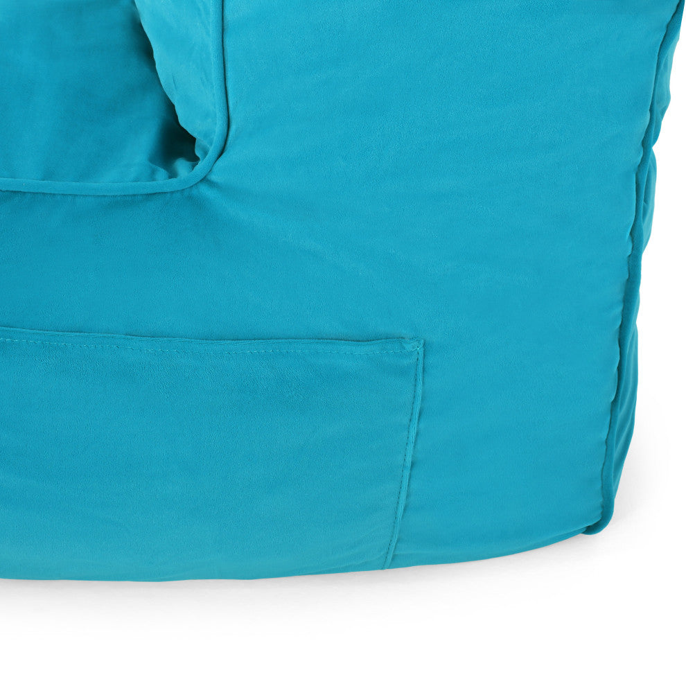 Caraway Modern Velvet Bean Bag Chair, Teal