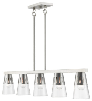 5 Light Brushed Nickel Large Linear Chandelier