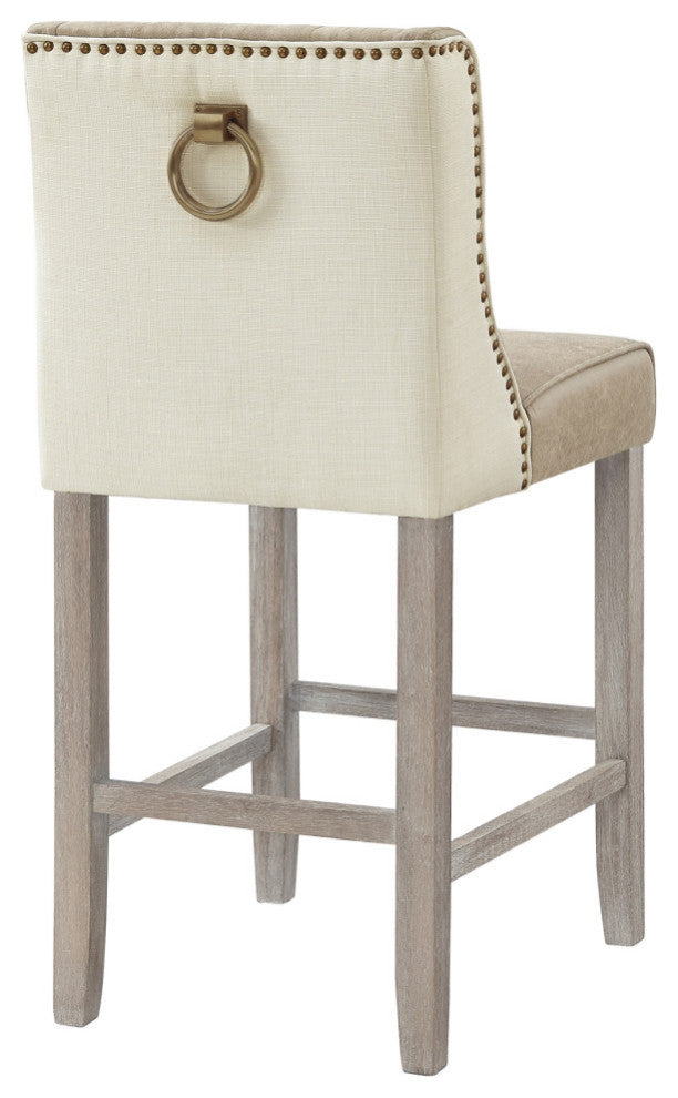 Rustic Manor Kaileigh Counter Stool, Leather PU, Beige