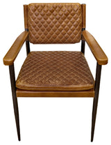 Pasargad Home Capri Top Grain Leather Dining Chair with Armrests