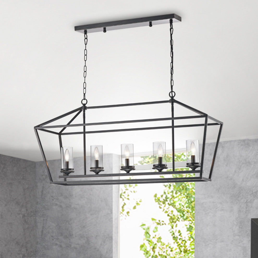 Tillia Modern Black Brushed Coffee 5-Light Chandelier