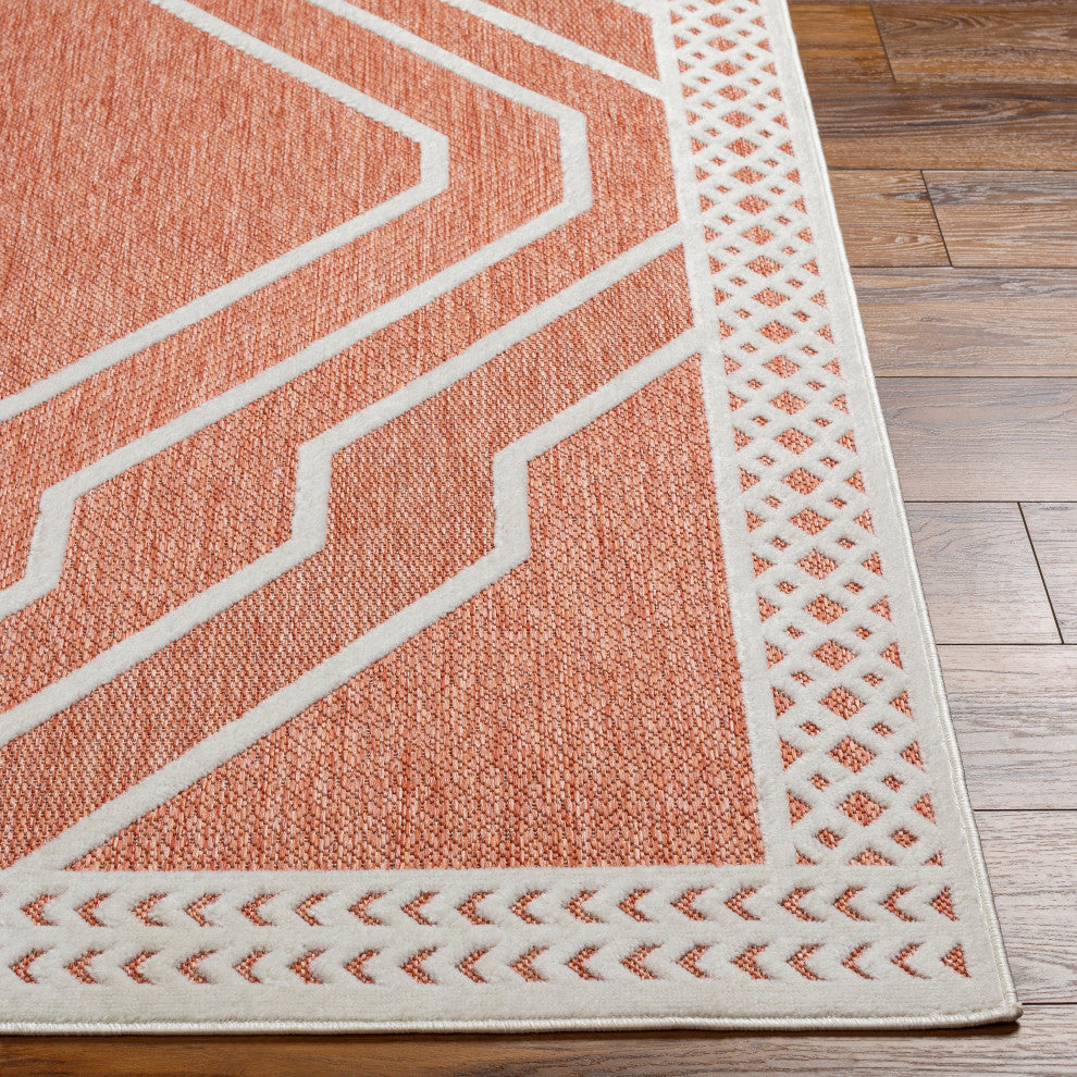San diego SFG-2357 Burnt Orange Indoor/Outdoor 6'7" x 9' Rug