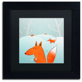 'Winter Foxes' Matted Framed Canvas Art by Carla Martell