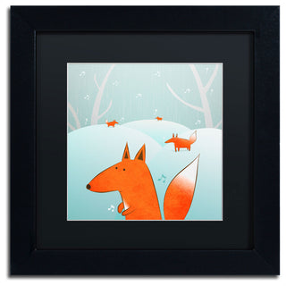 'Winter Foxes' Matted Framed Canvas Art by Carla Martell