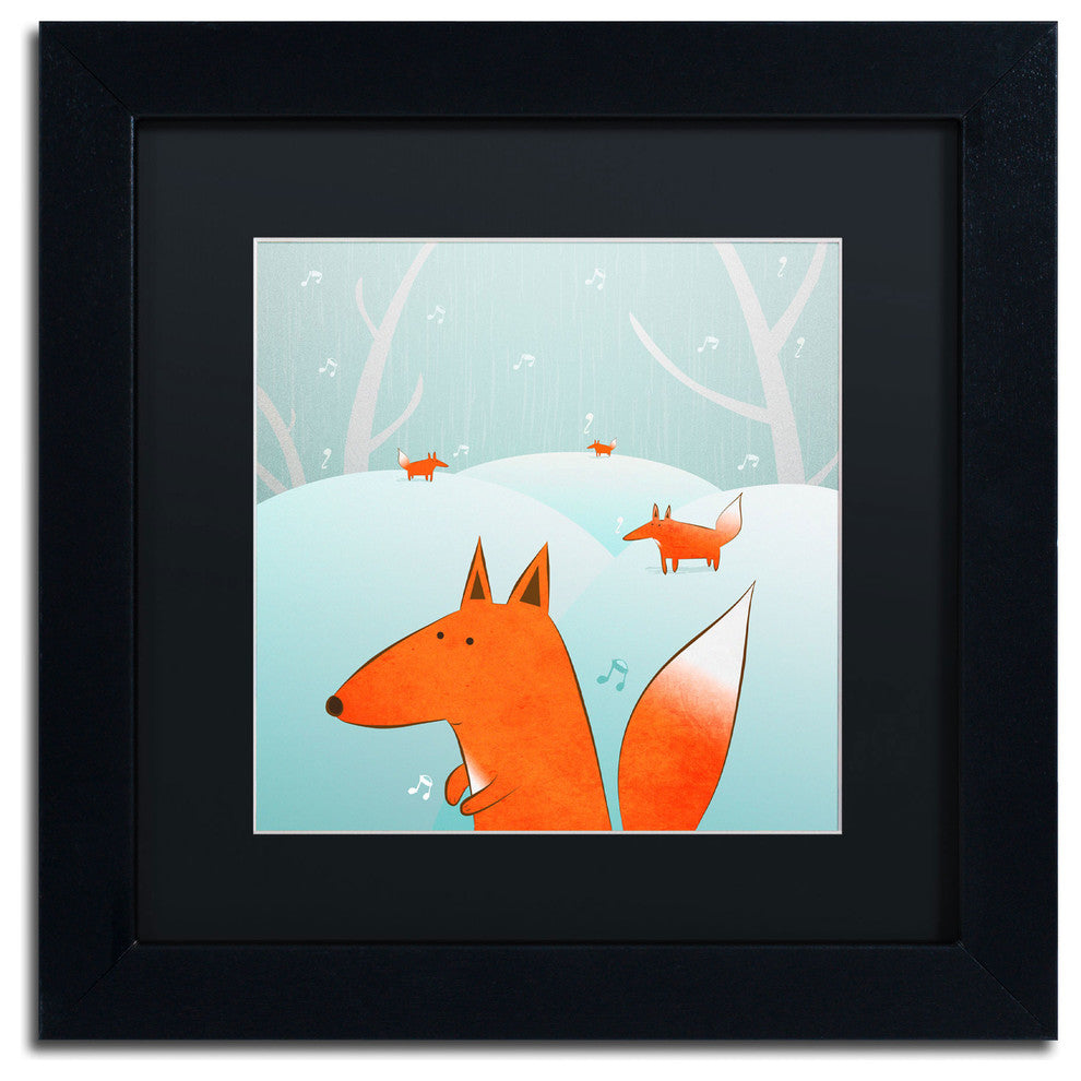 'Winter Foxes' Matted Framed Canvas Art by Carla Martell