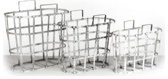 Traditional Metal Basket, 3-Piece Set