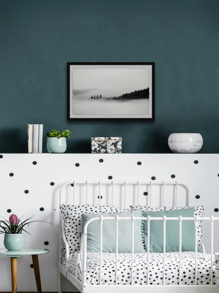 "Foggy Dark Mountains" Framed Painting Print, 36x24