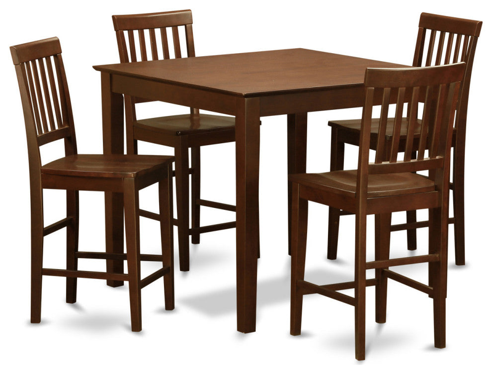 5 Pc Pub Table Set -Counter Height Table And 4 Kitchen Chairs