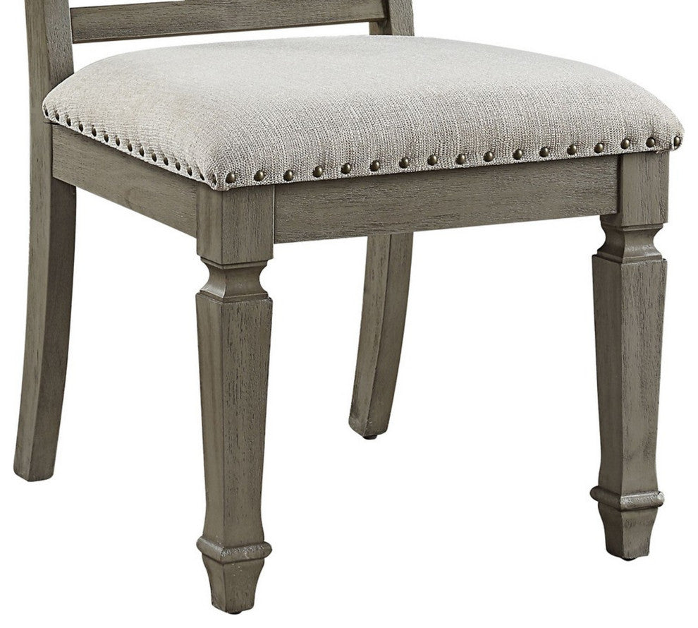 Benzara BM250705 Side Chair With Fabric Seat and Fiddle Back, Set of 2, Brown