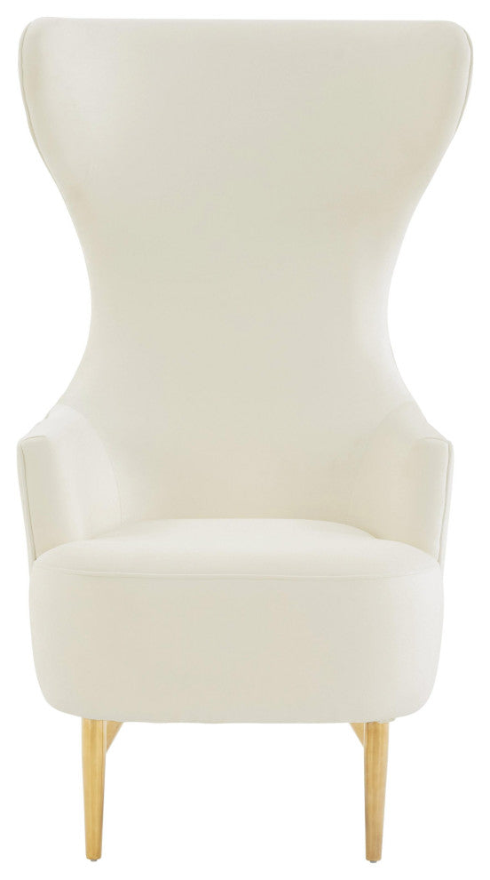 Julia Cream Velvet Channel Tufted Wingback Chair