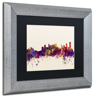 Michael Tompsett 'Calgary Canada Skyline' Matted Framed Art, Black Mat, 14"x11"