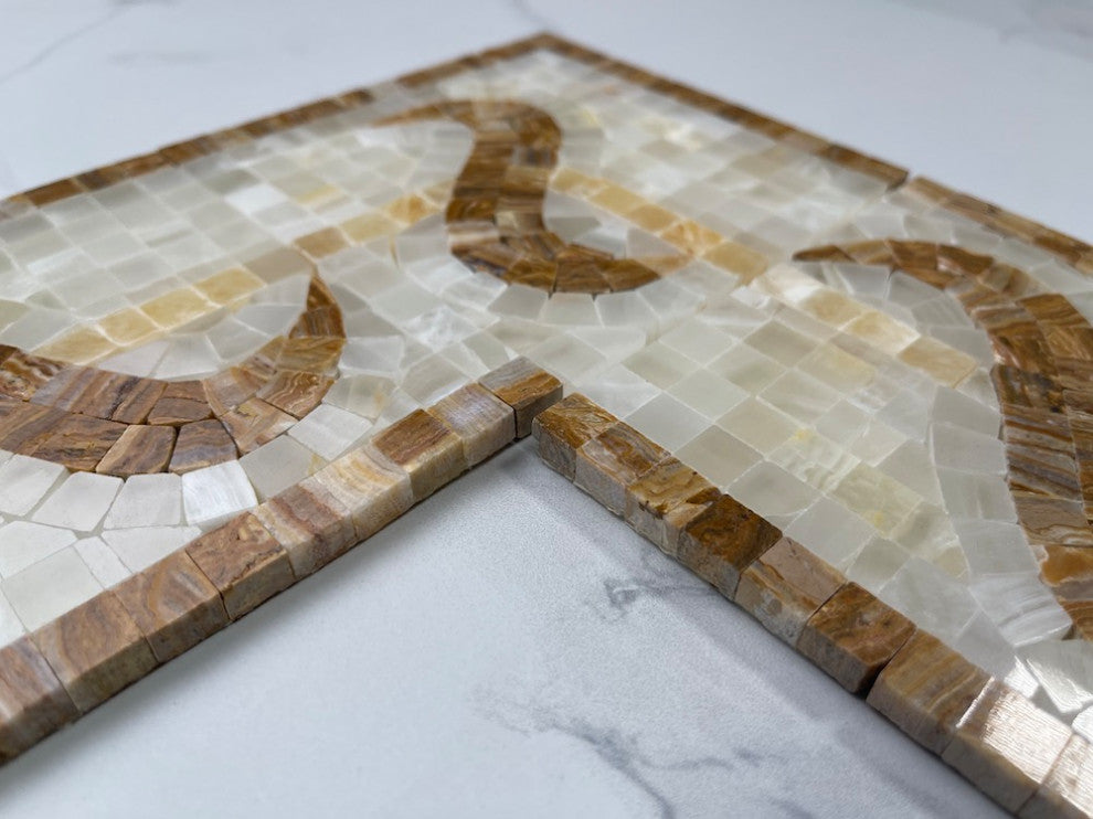 Mosaic Border Listello Tile Melody Onyx 4.7x13.4 Marble Polished, 1 piece