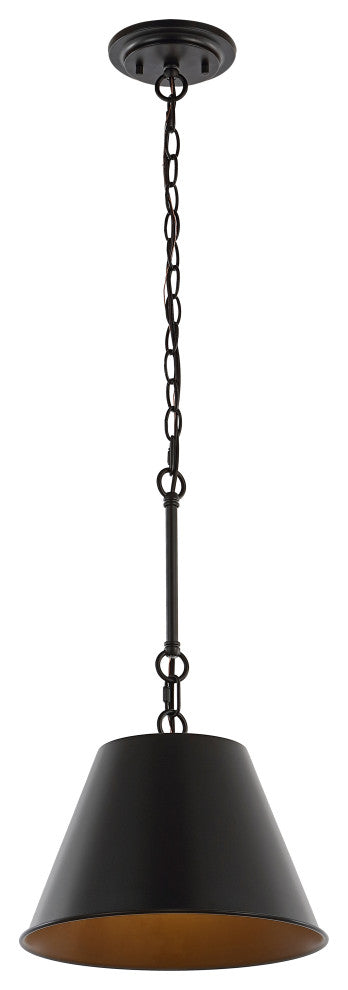 Harper Industrial Farmhouse Iron LED Pendant, Oil Rubbed Bronze, 12"