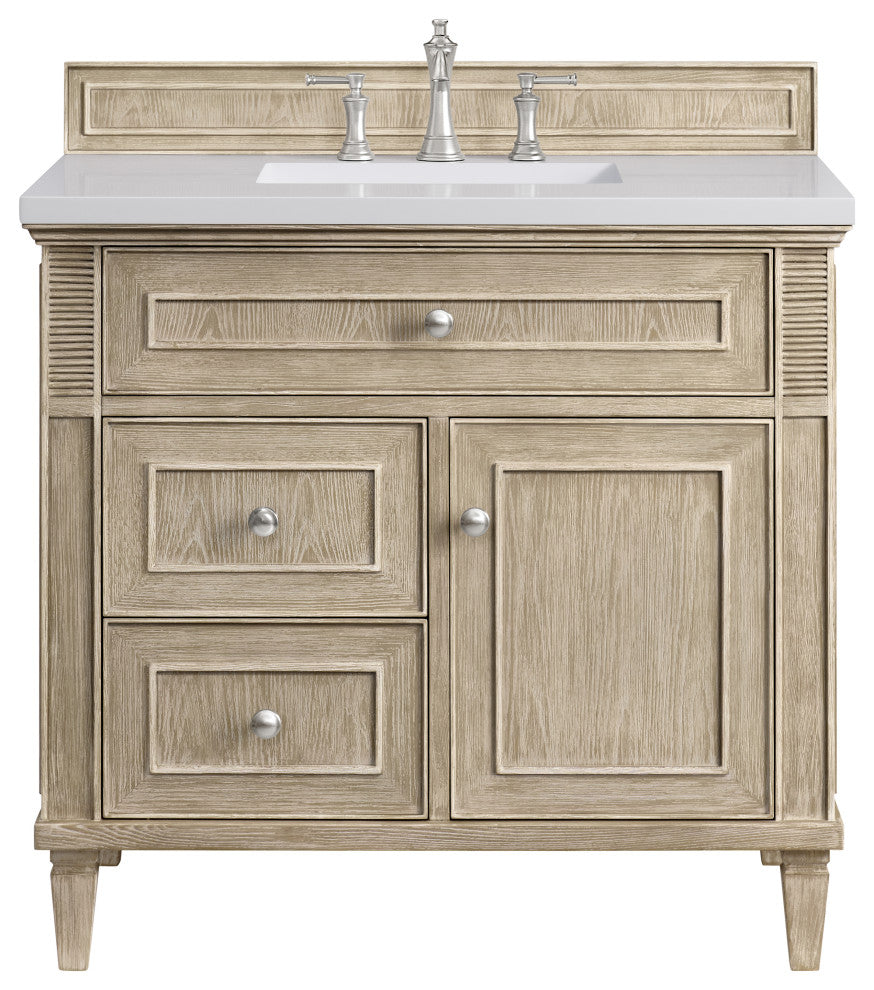 Lorelai 36" Single Vanity, Oak, 3 CM White Zeus Top