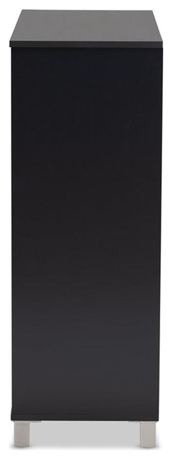 Shirley Dark Grayed 2-Door Wood Shoe Storage Cabinet With Open Shelves