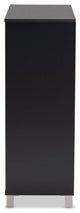 Shirley Dark Grayed 2-Door Wood Shoe Storage Cabinet With Open Shelves