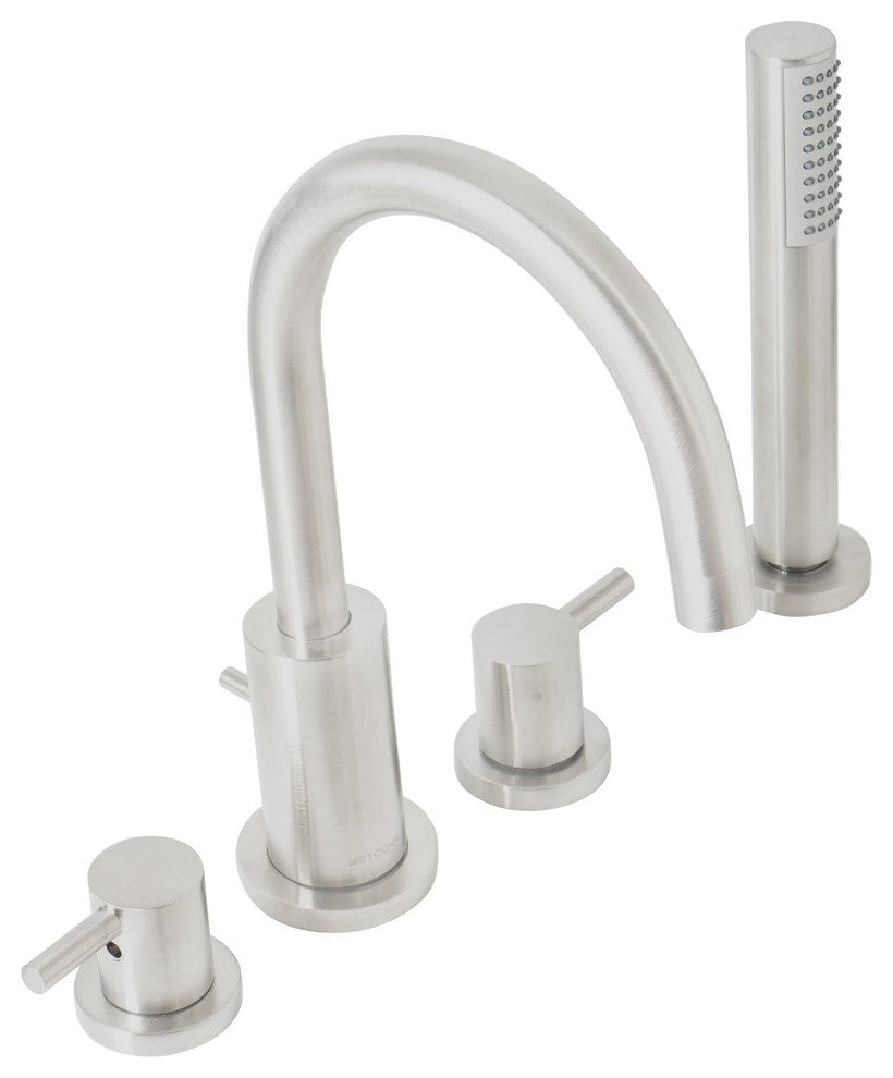Signature Series 2 Handle Roman Tub Filler Deck Mount with Hand Shower, Brushed