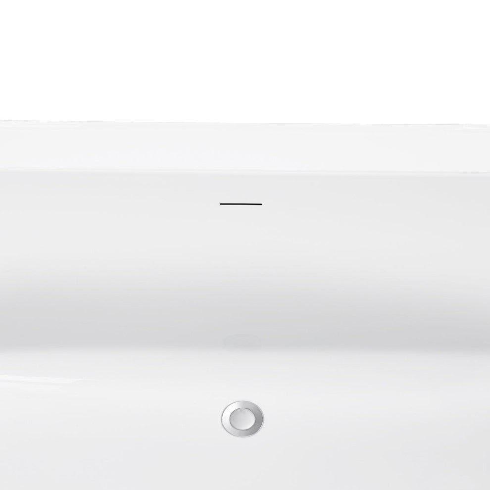 59" Acrylic Roll-Top Flatbottom Non-Whirlpool Bathtub, White