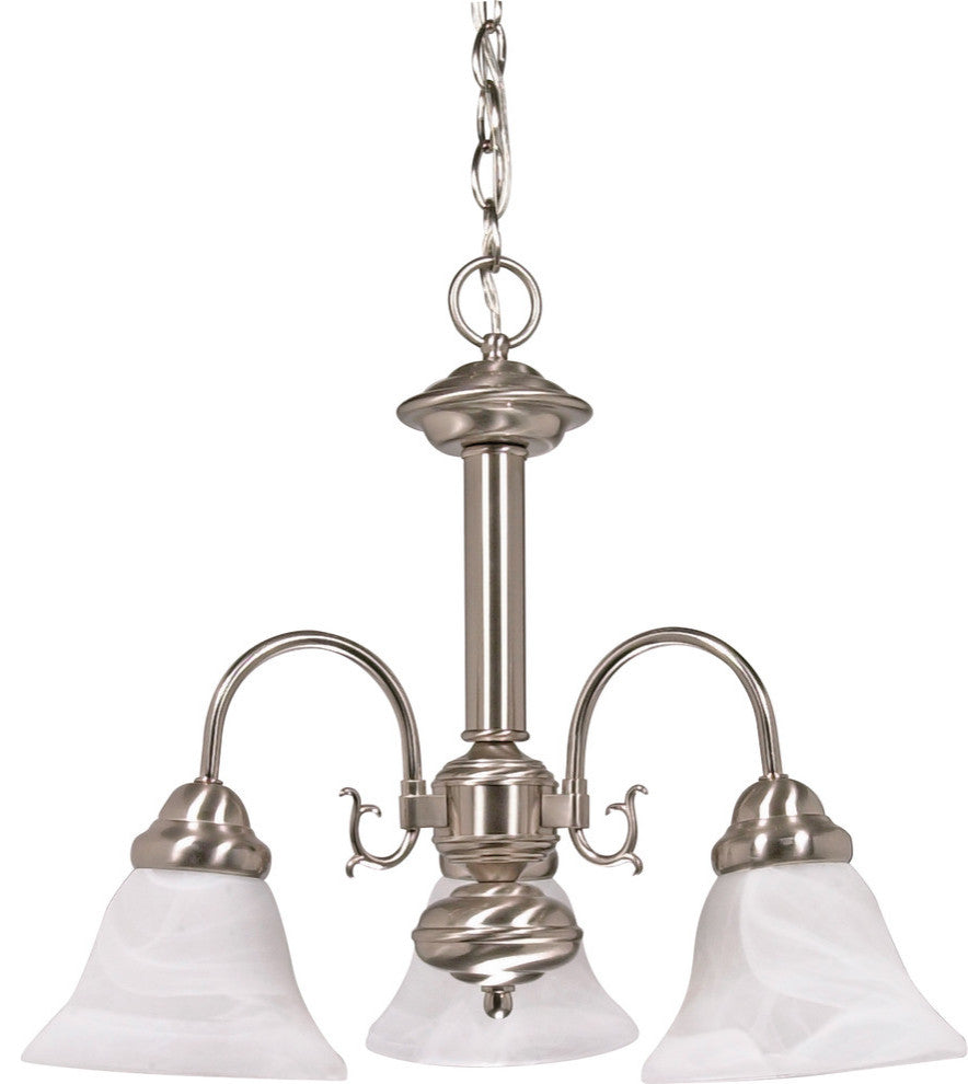 Ballerina 3 Light - 20" Chandelier Alabaster Glass Bell Shades