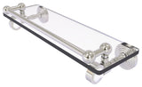 Pacific Grove 16" Glass Shelf with Gallery Rail, Satin Nickel