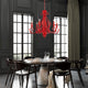6 Light Shiny Red Large Chandelier
