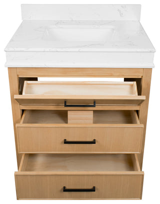 Kensington 30" Bathroom Vanity, Blonde, Top: Engineered Marble