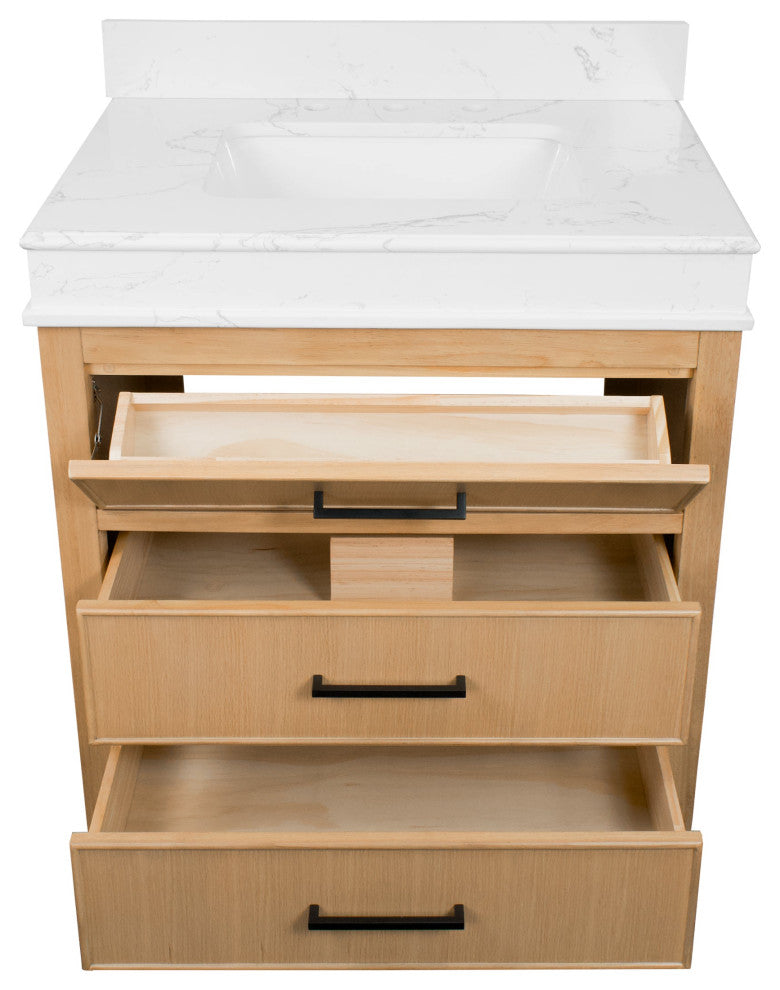 Kensington 30" Bathroom Vanity, Blonde, Top: Engineered Marble