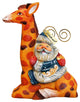 Hand Painted Santa On Giraffe Figurine Ornament