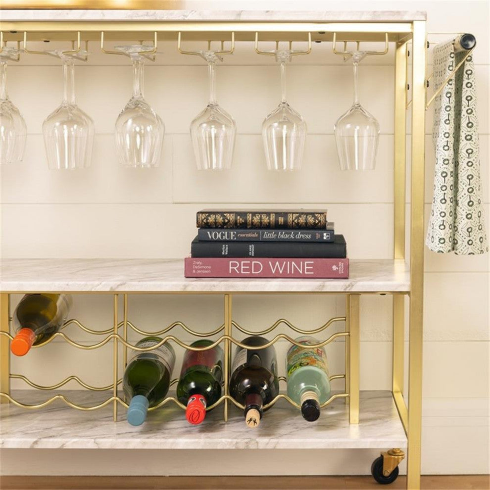 Bar Cart with Wine Bottle Storage and Wine Glass Rack Maliza South Shore