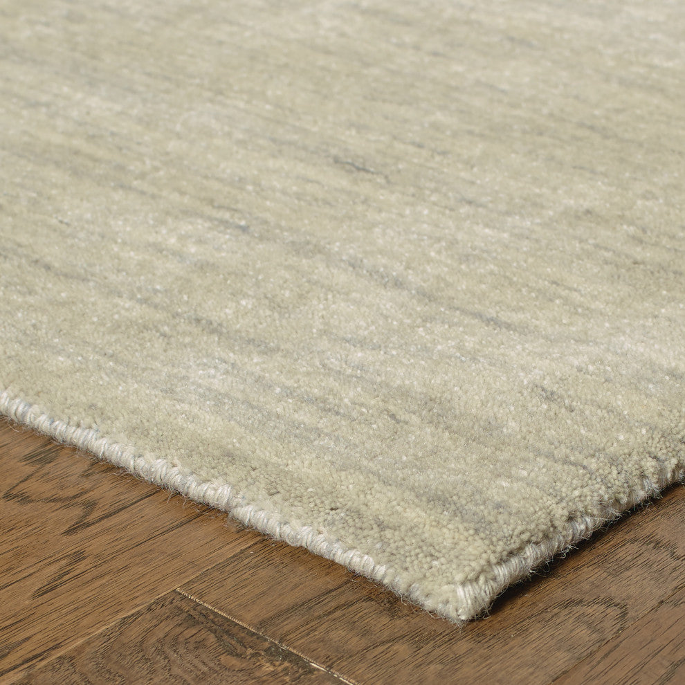 Arista Solid Beige Hand-Crafted Area Rug, 5''x8''