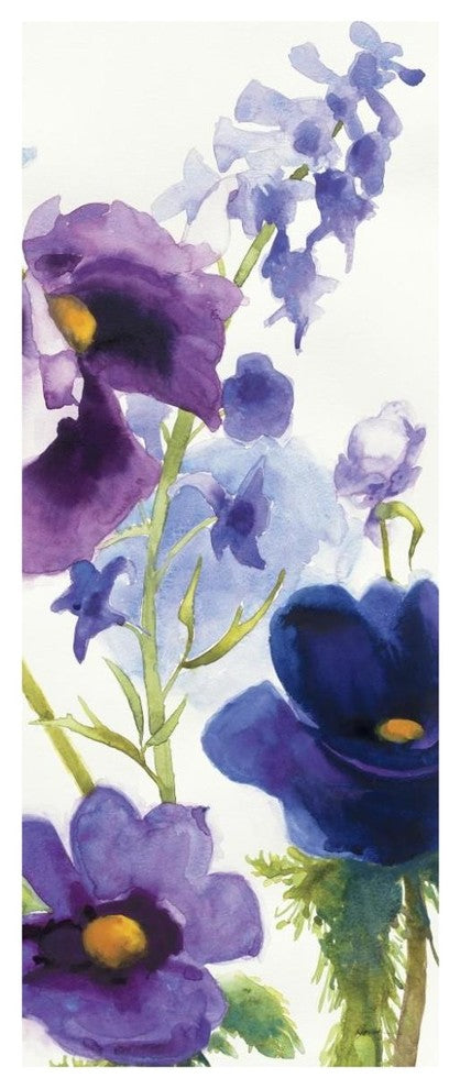 "Blue and Purple Mixed Garden I Panel II" Print by Shirley Novak, 32"x77"