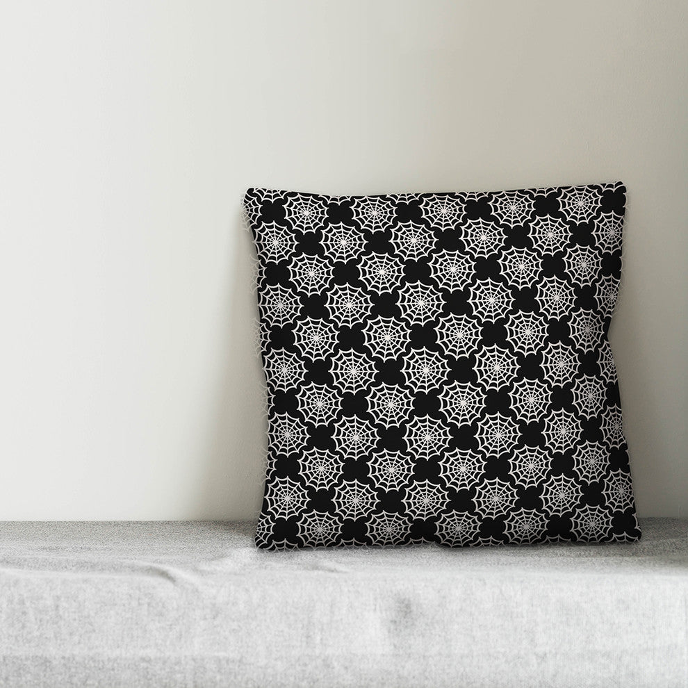 Spiderweb Pattern Black 16"x16" Throw Pillow Cover