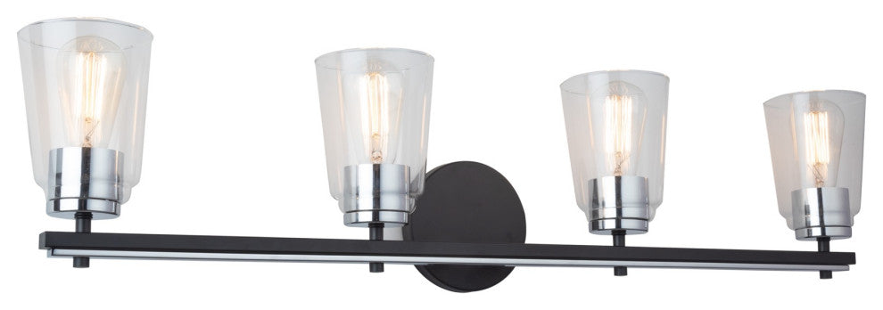 Essex - Bathroom Vanity - Black/Chrome - 4-Light