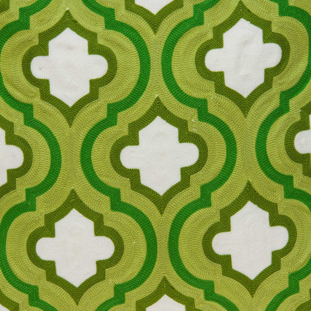 HomeRoots 20" x 0.5" x 20" Transitional Green and White Accent Pillow Cover