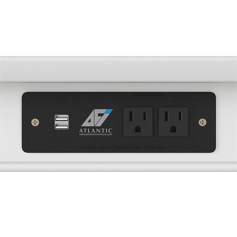 AFI Mission Solid Wood Printer Stand with Built-In Charger in White