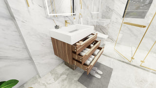 Madison 30" Wall Mounted Vanity with Reinforced Acrylic Sink, White Oak