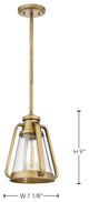 Everett 1-Light 7-Inch Mini Pendant, Natural Brass With Clear Glass