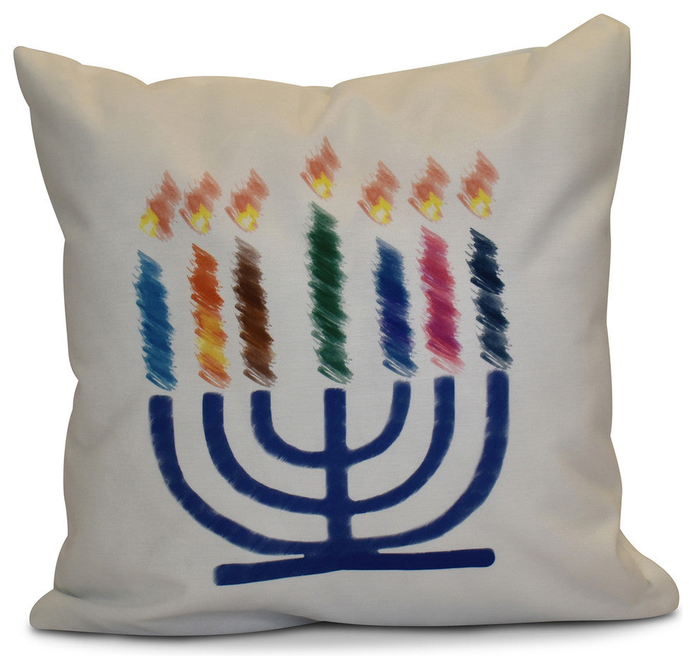 Decorative Holiday Pillow Geometric, White, 16"x16"
