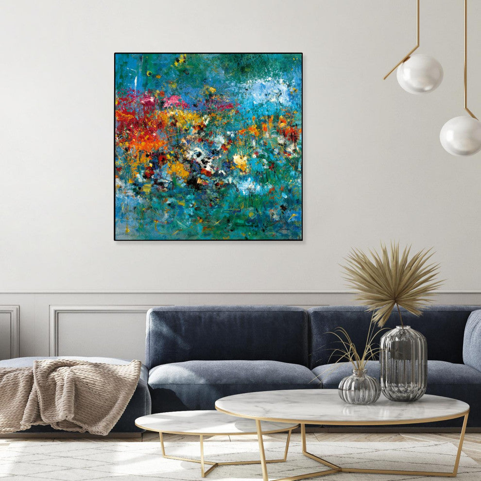 "Carpe Diem 1" Framed Canvas by Giant Art 20"x20"