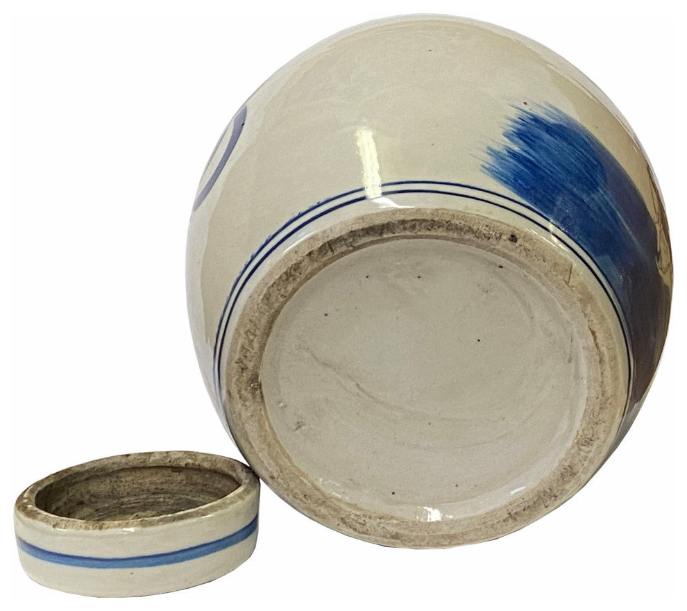 Chinese Blue White Ceramic Kirin Kid Graphic Ginger Jar Hws1862