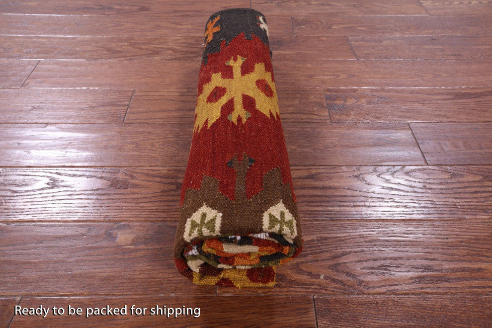 4' 0" X 6' 0" Reversible Flat Weave Kilim Wool Rug - Q12141