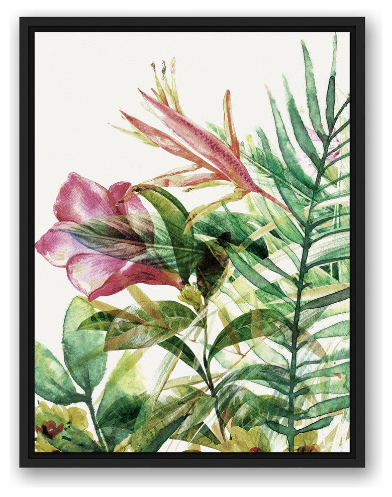 Tropical Plants 18x24 Black Floating Framed Canvas
