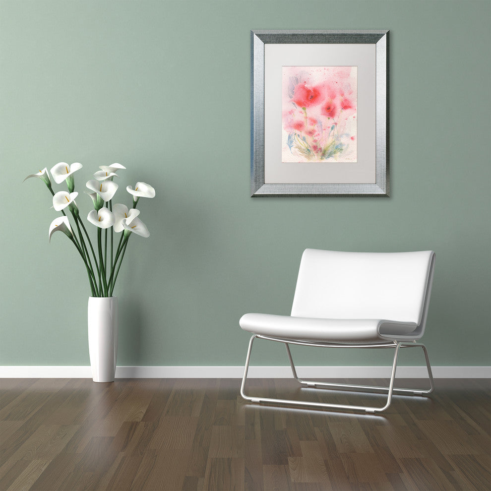 Sheila Golden 'Pink Reverie' Matted Framed Art, Silver Frame, White, 14x11
