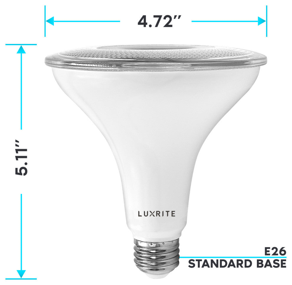 Luxrite Dusk to Dawn PAR38 LED Bulb UL Listed E26 4 Pack, 5000k - Bright White