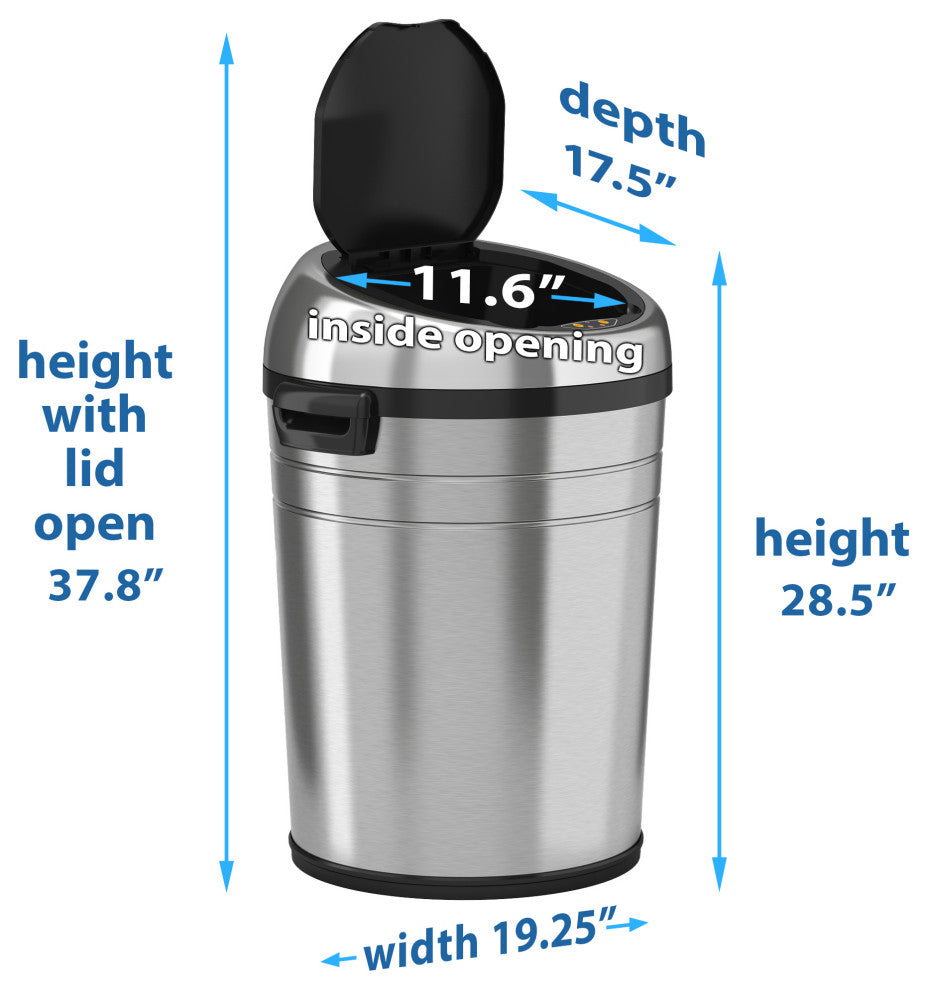 iTouchless Sensor Trash Can with Odor Control System and Wheels, 18 Gallon