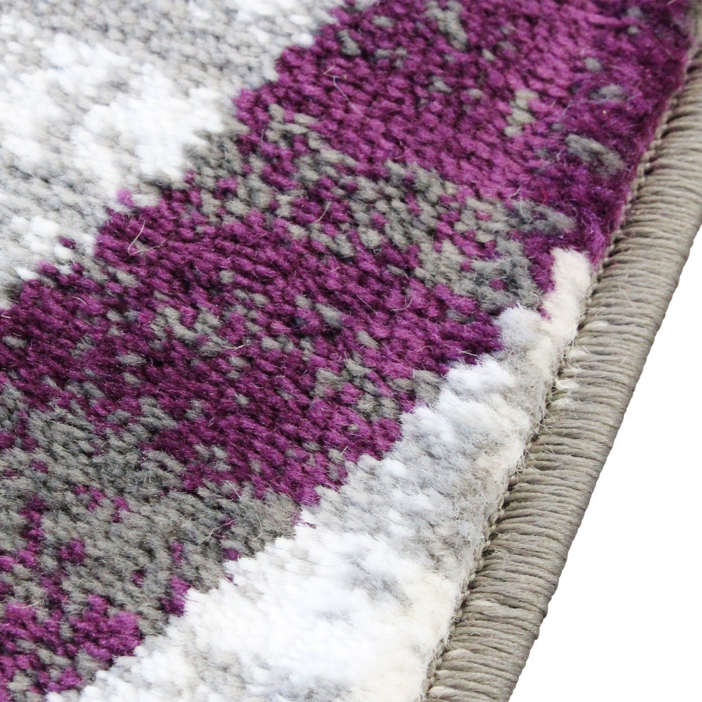 Clifton Collection Rectangle 8' x 10' Swirl Patterned Area Rug, Purple
