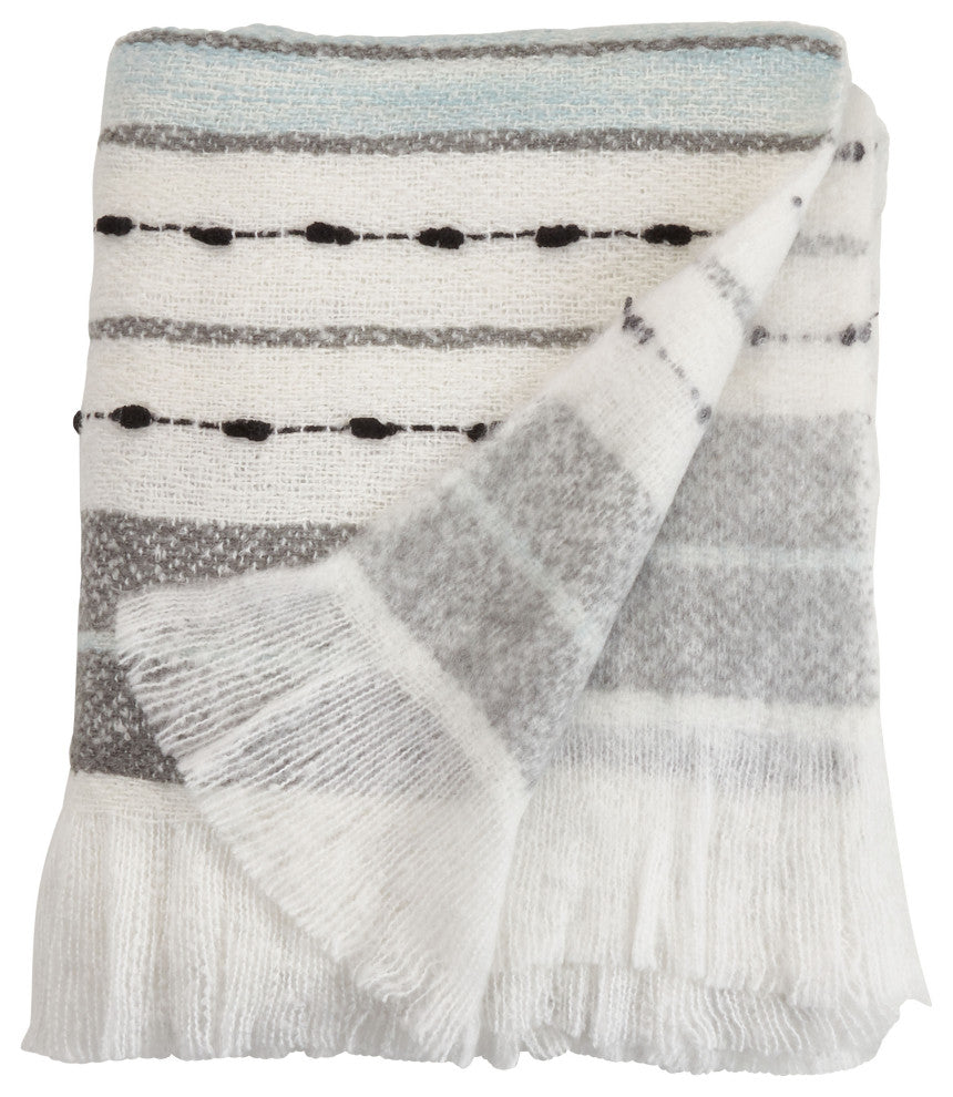 Chunky Woven Design Throw Blanket, Grey, 50"x60"