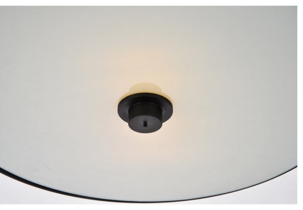 Living District Hazen 2-Light Metal Flush Mount in Flat Black/Frosted White