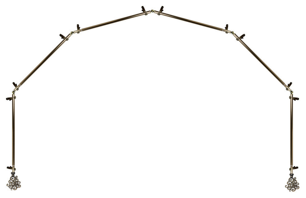 Fabritio 13/16" 6-Sided Bay Window Curtain Rod, Antique Brass
